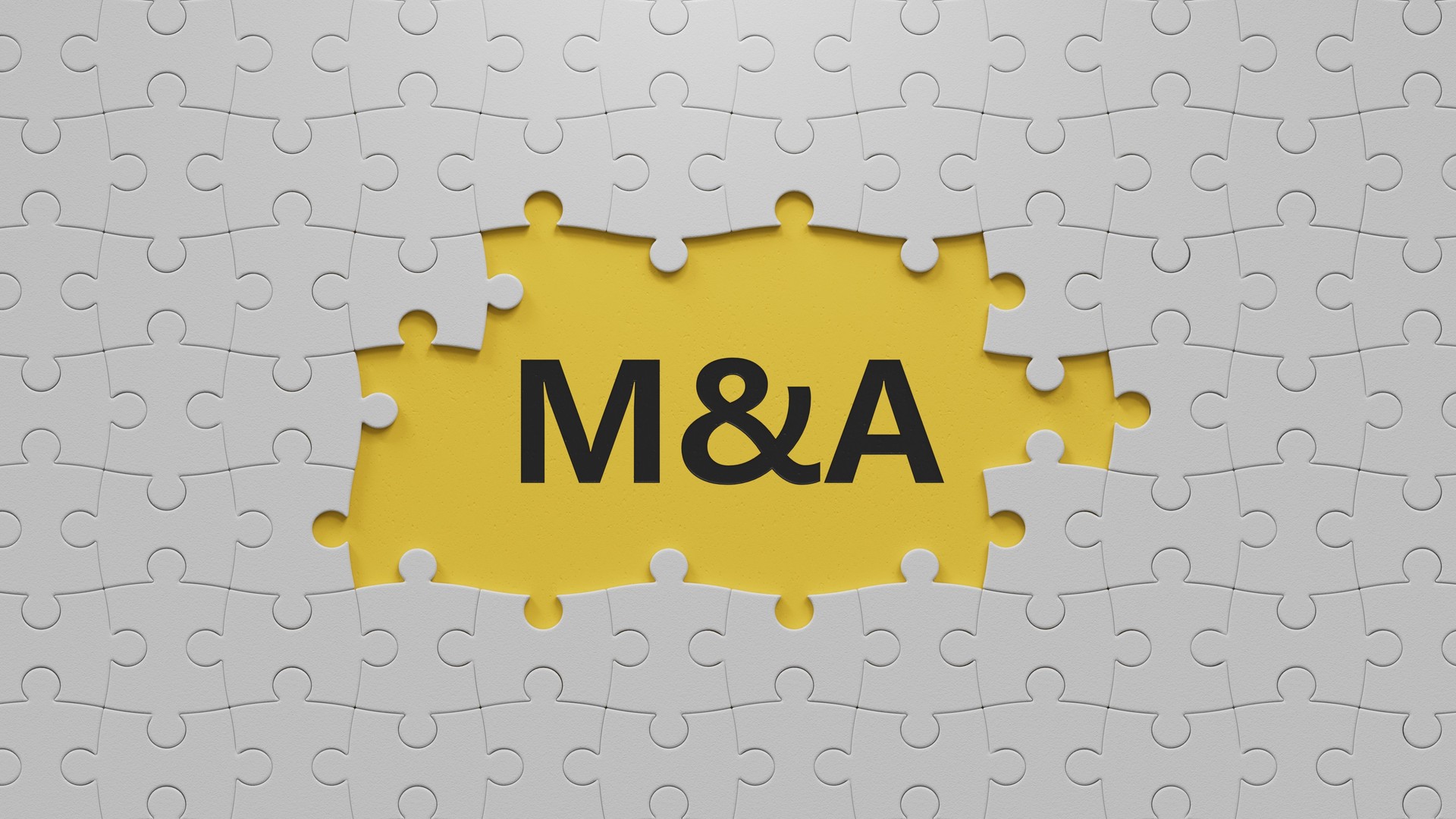 M A - concept waiting for mergers and acquisitions.3D rendering on yellow background.